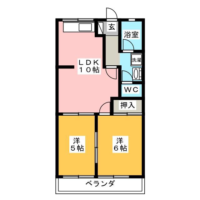 サンハイム桐山(2LDK/2階)の間取り写真