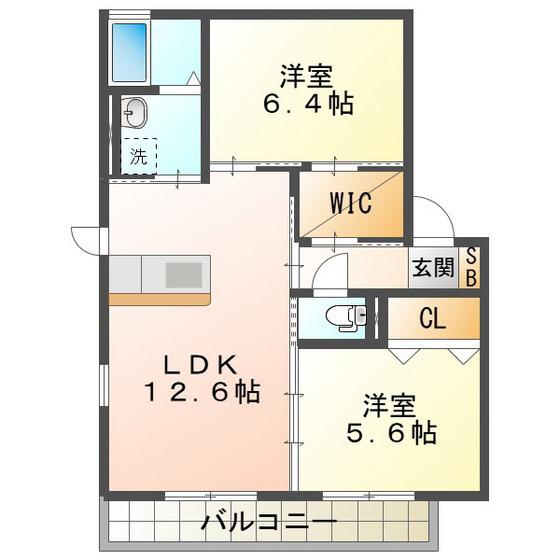 ベルフォーレA(2LDK/2階)の間取り写真