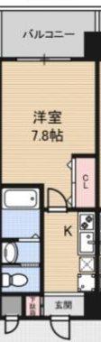LUXE新大阪II(1K/7階)の間取り写真