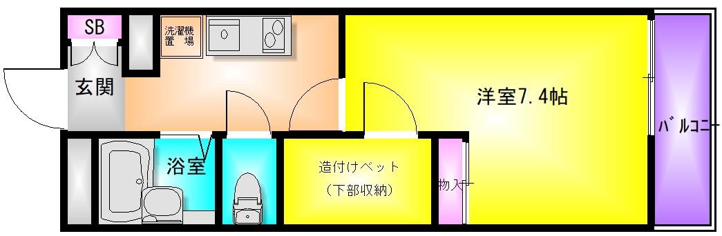 ライズフリー(1K/2階)の間取り写真