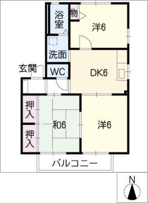 シャルマン(3DK/1階)の間取り写真