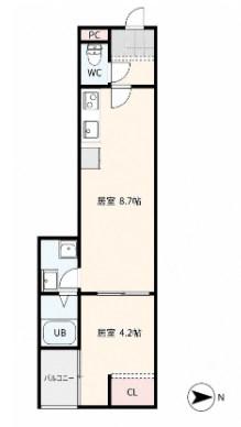 鳥栖市本町AP(1LDK/3階)の間取り写真