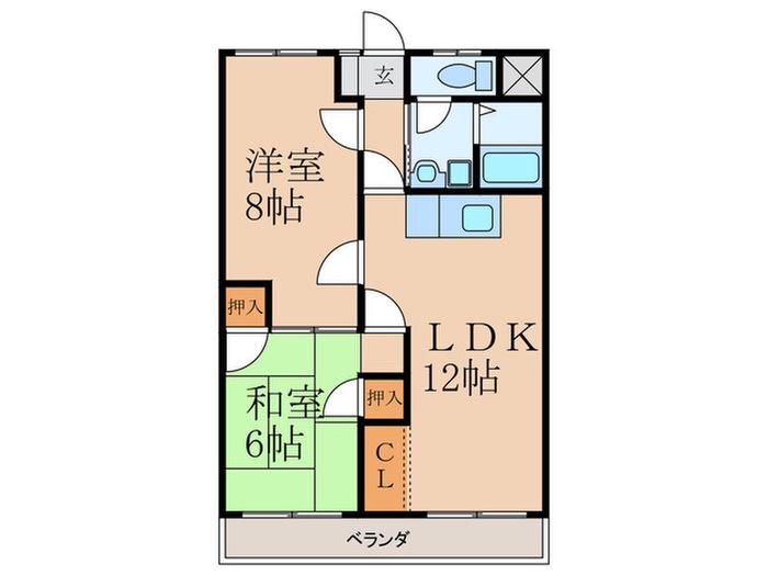 アシーナ京町(2LDK/3階)の間取り写真