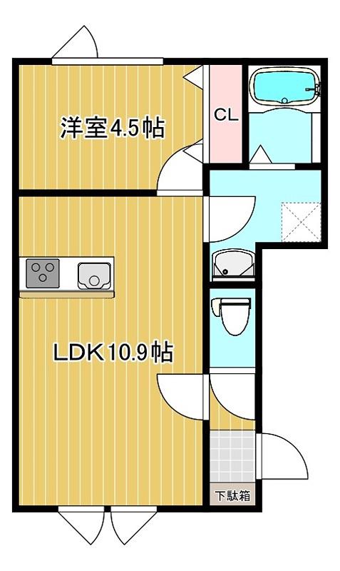 JR石北本線 北見駅 徒歩27分 2階建 築6年(1LDK/2階)の間取り写真