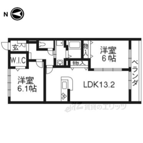 ザ・ガーデン下鴨(2LDK/2階)の間取り写真