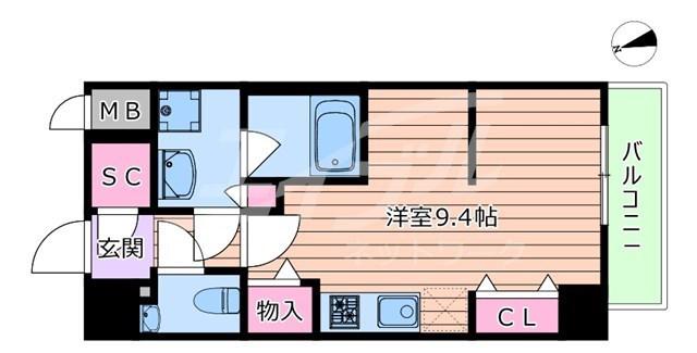 アーバス天満橋(ワンルーム/12階)の間取り写真