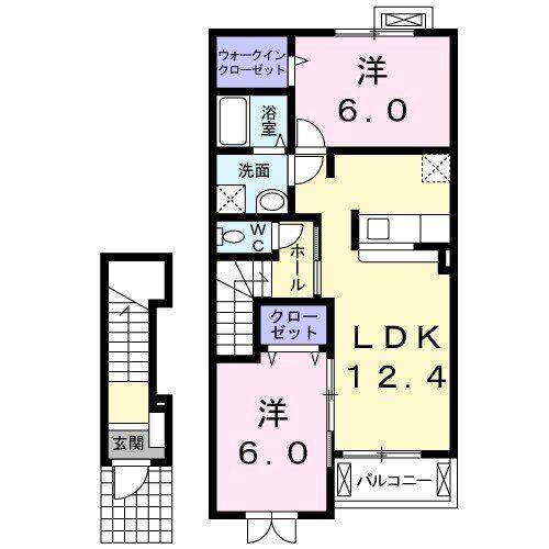 イリス B(2LDK/2階)の間取り写真