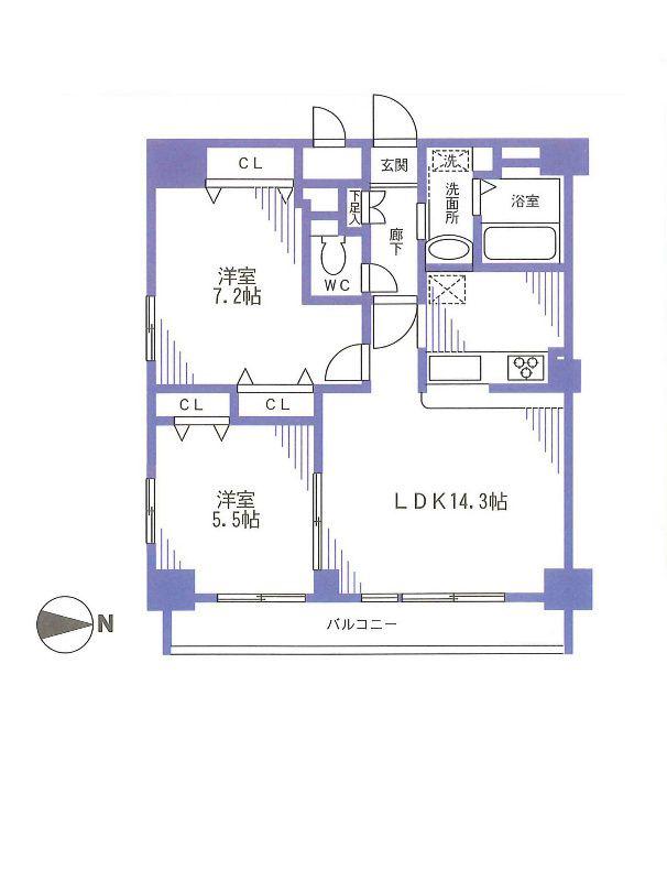 エスポワール(2LDK/5階)の間取り写真