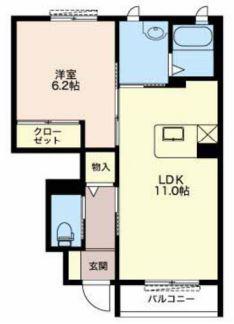 サンモール浜名A(1LDK/1階)の間取り写真