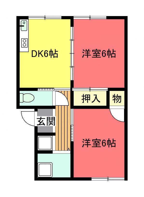 宇治ハイツ(2DK/2階)の間取り写真