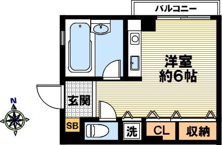 SD六甲(ワンルーム/2階)の間取り写真