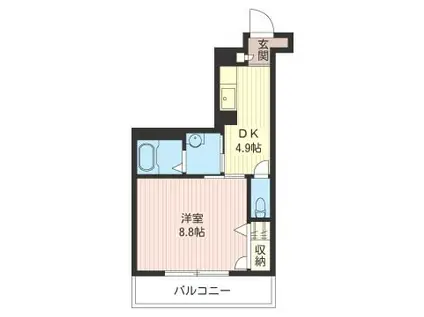 サウスベル(1K/3階)の間取り写真