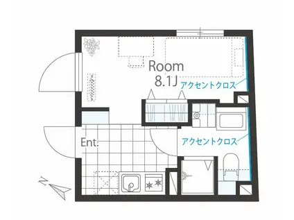 CREA渋谷初台(1K/2階)の間取り写真