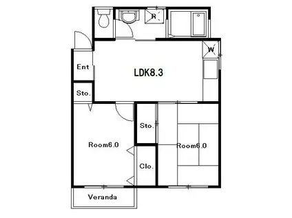 ハイツ大良(2DK/2階)の間取り写真