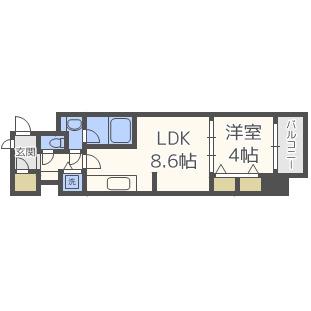 スプランディッド淀屋橋DUE(1DK/5階)の間取り写真