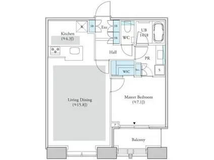 Dマークス西新宿タワー(1LDK/26階)の間取り写真