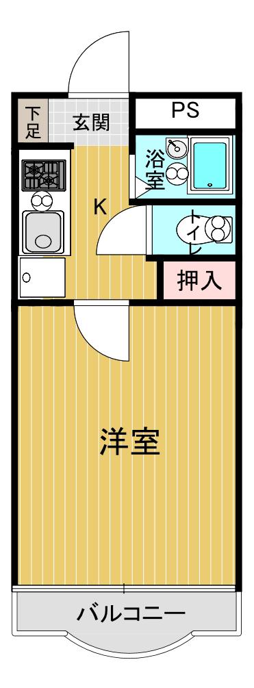 セントリヴィエール南方(1K/2階)の間取り写真