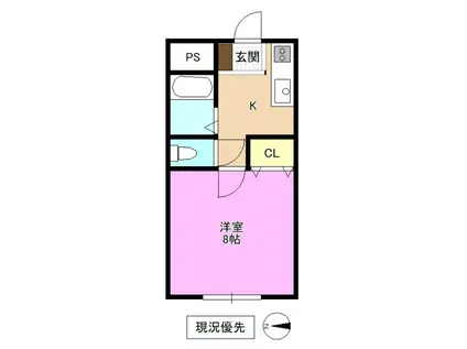 若林マンション(1K/1階)の間取り写真