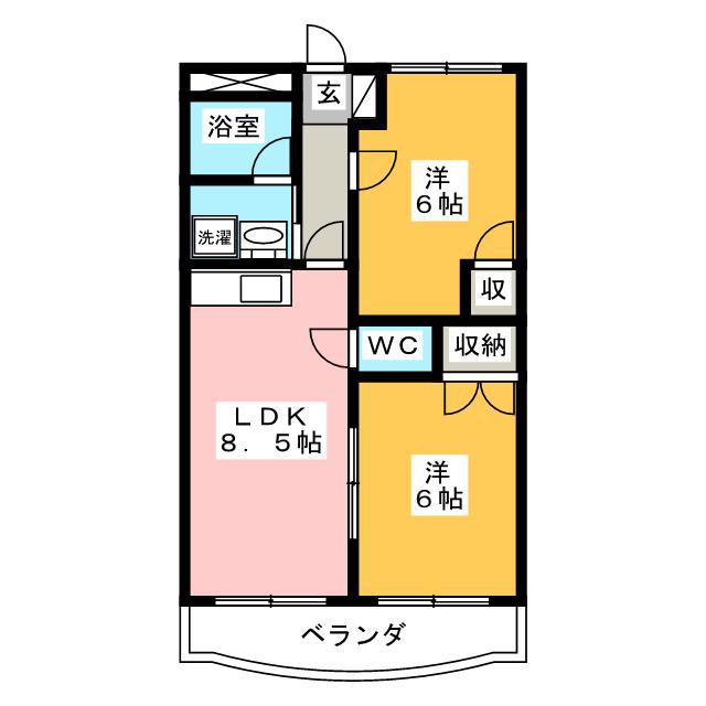 ヴィラメゾンNORIKA(2LDK/1階)の間取り写真
