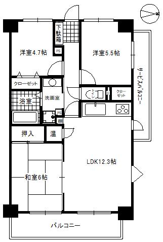 サンコーポ幸(3LDK/1階)の間取り写真