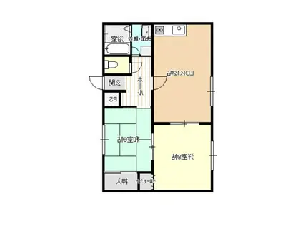 グリーンヒル黒髪(2LDK/1階)の間取り写真