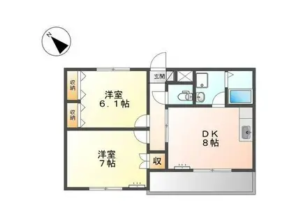 ドルチェ井上 弐番館(2DK/1階)の間取り写真
