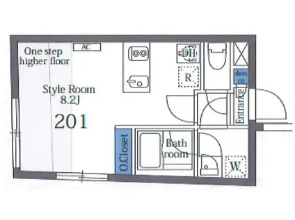 アレッタ笹塚(ワンルーム/2階)の間取り写真