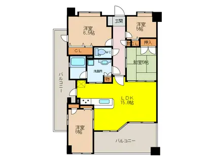 ランドゥール兵庫夢咲(4LDK/4階)の間取り写真