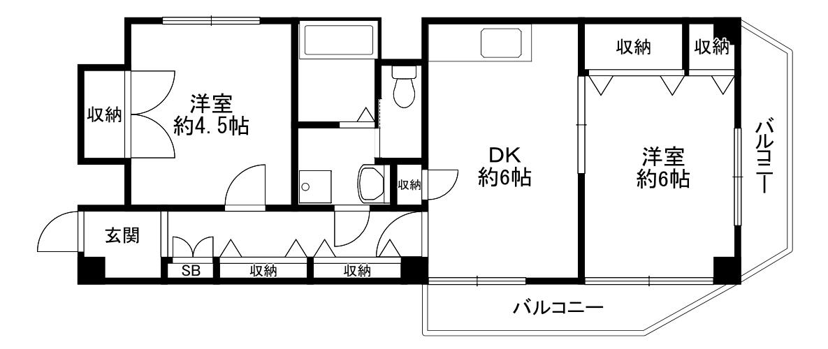 グランドゥール池田(2DK/3階)の間取り写真