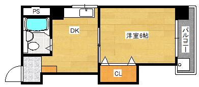 グリーンハウス(1DK/5階)の間取り写真