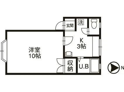サンマーセル(1K/1階)の間取り写真