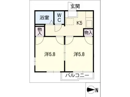 メゾンスリーゼ(2K/2階)の間取り写真