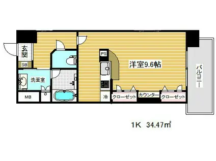 カイセイ新神戸第2(1K/6階)の間取り写真