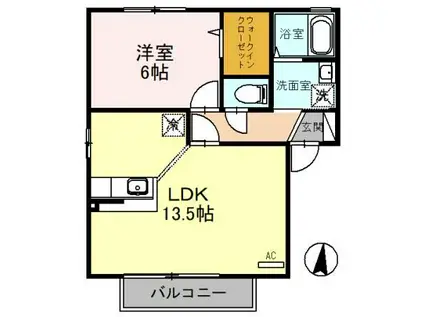 アンバサダーヒルズC棟(1LDK/2階)の間取り写真