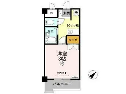 マンション 杏明館(1K/3階)の間取り写真