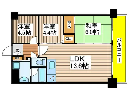 サンパーク名港(3LDK/9階)の間取り写真
