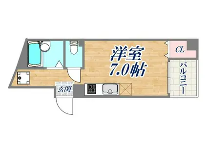 リバティー板宿(ワンルーム/4階)の間取り写真