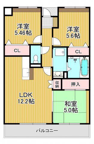 TO U 狭山(3LDK/3階)の間取り写真