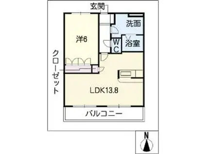 プリマヴェーラI(1LDK/1階)の間取り写真