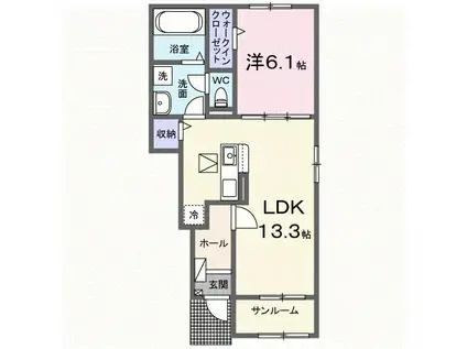 プラネット 寺ノ前(1LDK/1階)の間取り写真