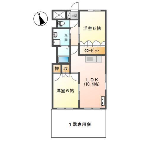 SONNETTEII(2LDK/1階)の間取り写真