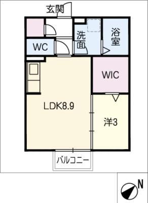 エクセルームK-I(1LDK/2階)の間取り写真