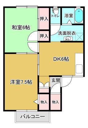 パークヒルズ(2DK/2階)の間取り写真