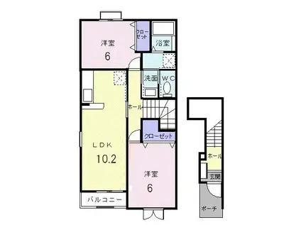 マリヨ カーサA(2LDK/2階)の間取り写真