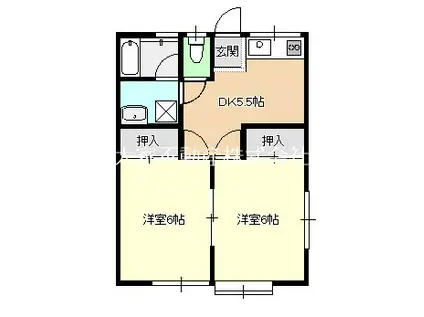 エナミハイツ(2DK/2階)の間取り写真