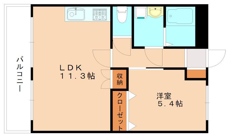 ボンヌール植田(1LDK/3階)の間取り写真
