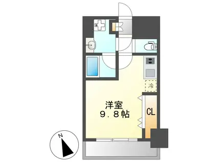 スカイコート松原(1K/6階)の間取り写真