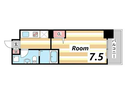 アドバンス神戸プラージュ(1K/4階)の間取り写真