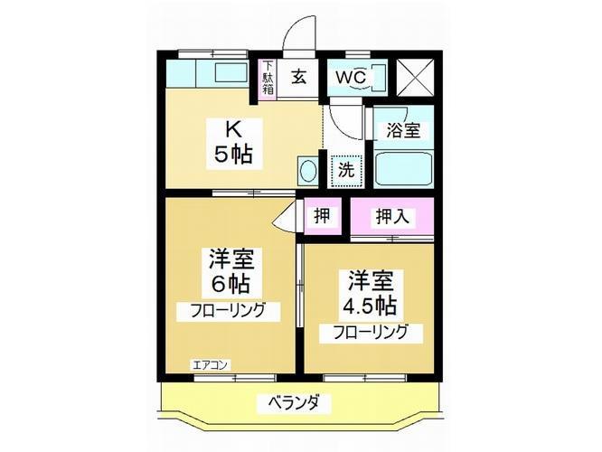 神田マンション(2K/3階)の間取り写真