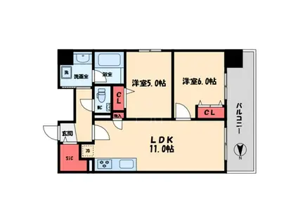 IBC RESIDENCE ウエスト(2LDK/10階)の間取り写真